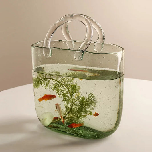 Hand Bag glass vase/ fish bowl