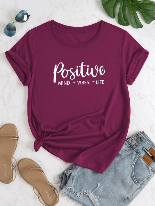 'Positive Mind Vibes Life' Printed Tee