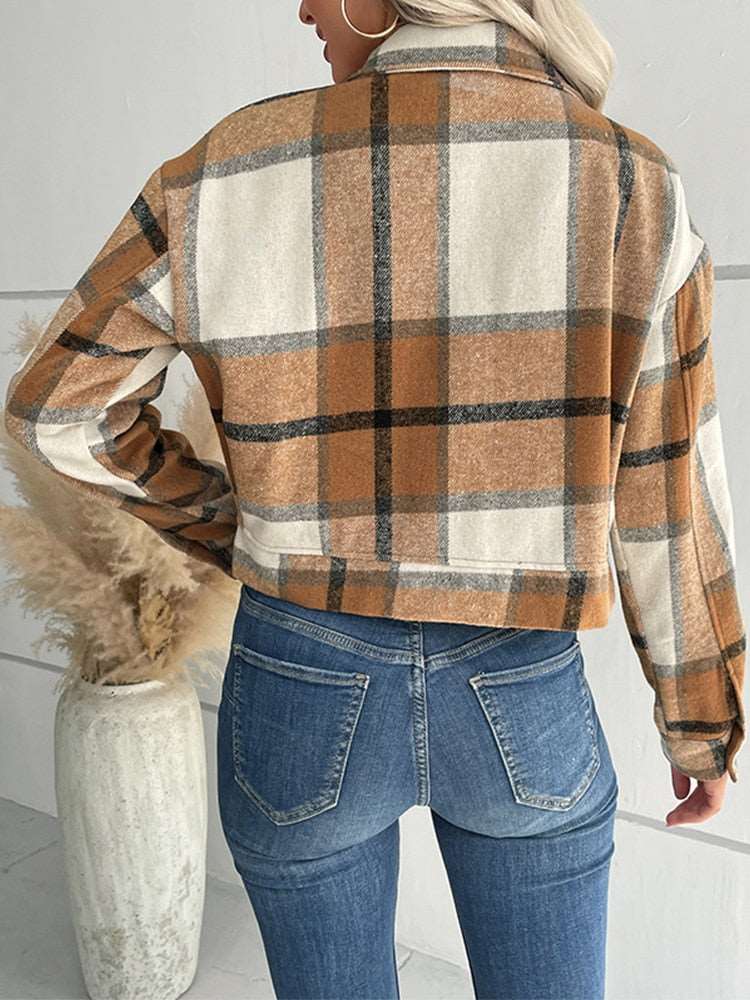 Cropped Plaid Over Jacket