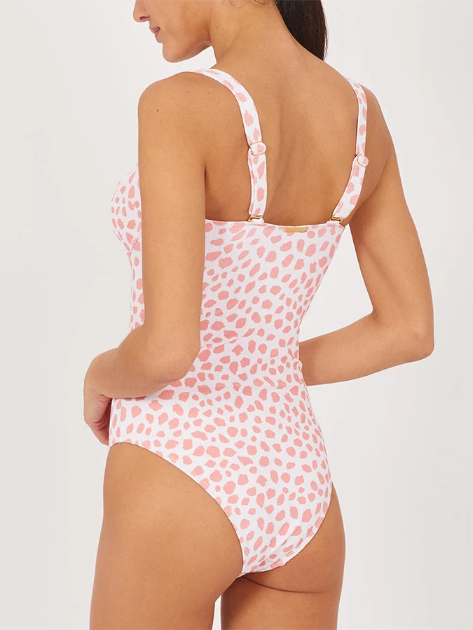 Pink Geometric Print Swimwear