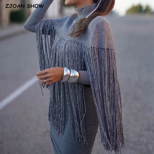 Long Knit Tassel Pullover Sweater